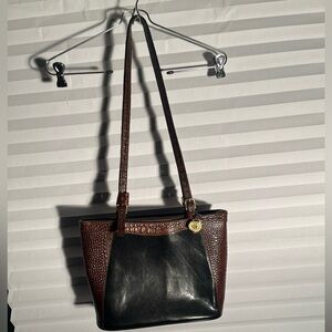 Brahmin Leather Two-Tone Brown and Black Shoulder Tote - Classic Women's Bag